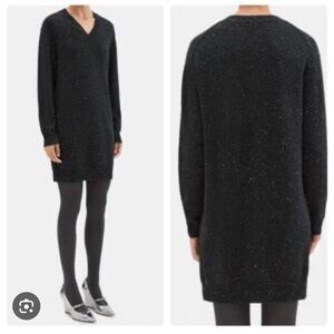 Theory wool long sleeve charcoal gray sweater dress medium
